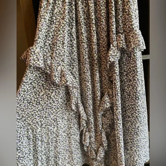 NWOT Lulus: Evalina Black Floral Print Mock Neck Maxi Dress Large - Picture 10 of 12